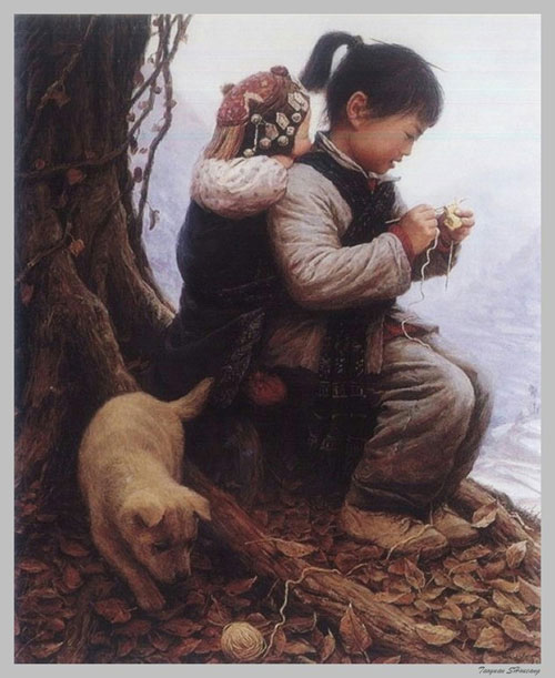 油画里的旧日农村